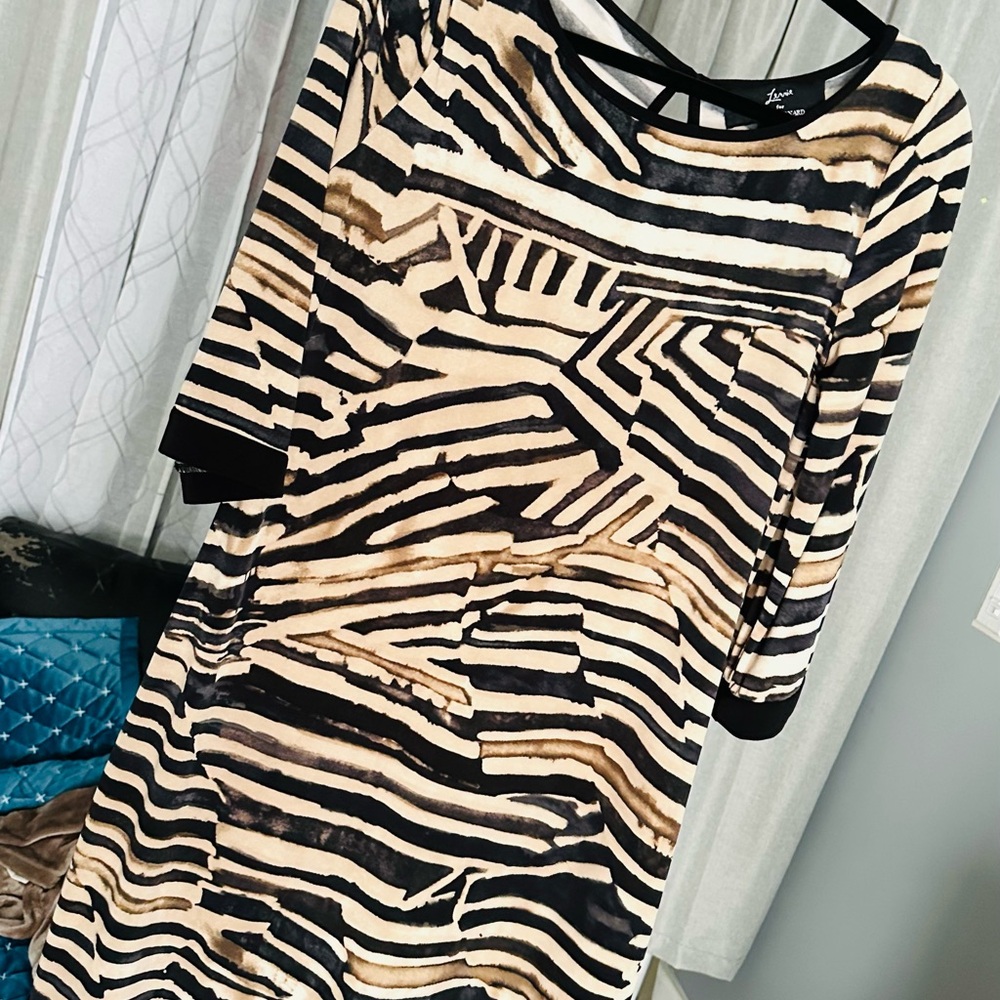 Zebra Print Dress with Black and Tan Accents - Picture 1 of 1